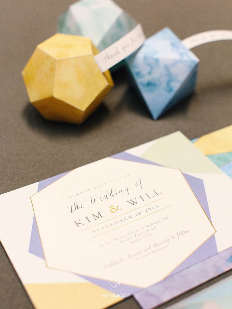 Modern geometric wedding invitations