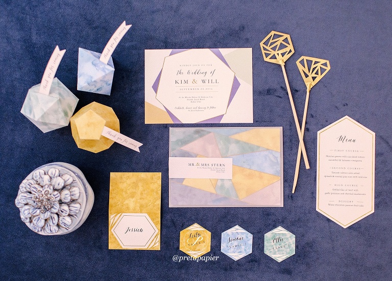 Modern geometric wedding invitations