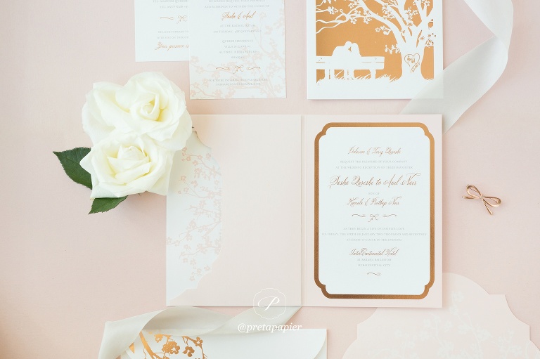 Blush and rose gold Cherry blossom wedding