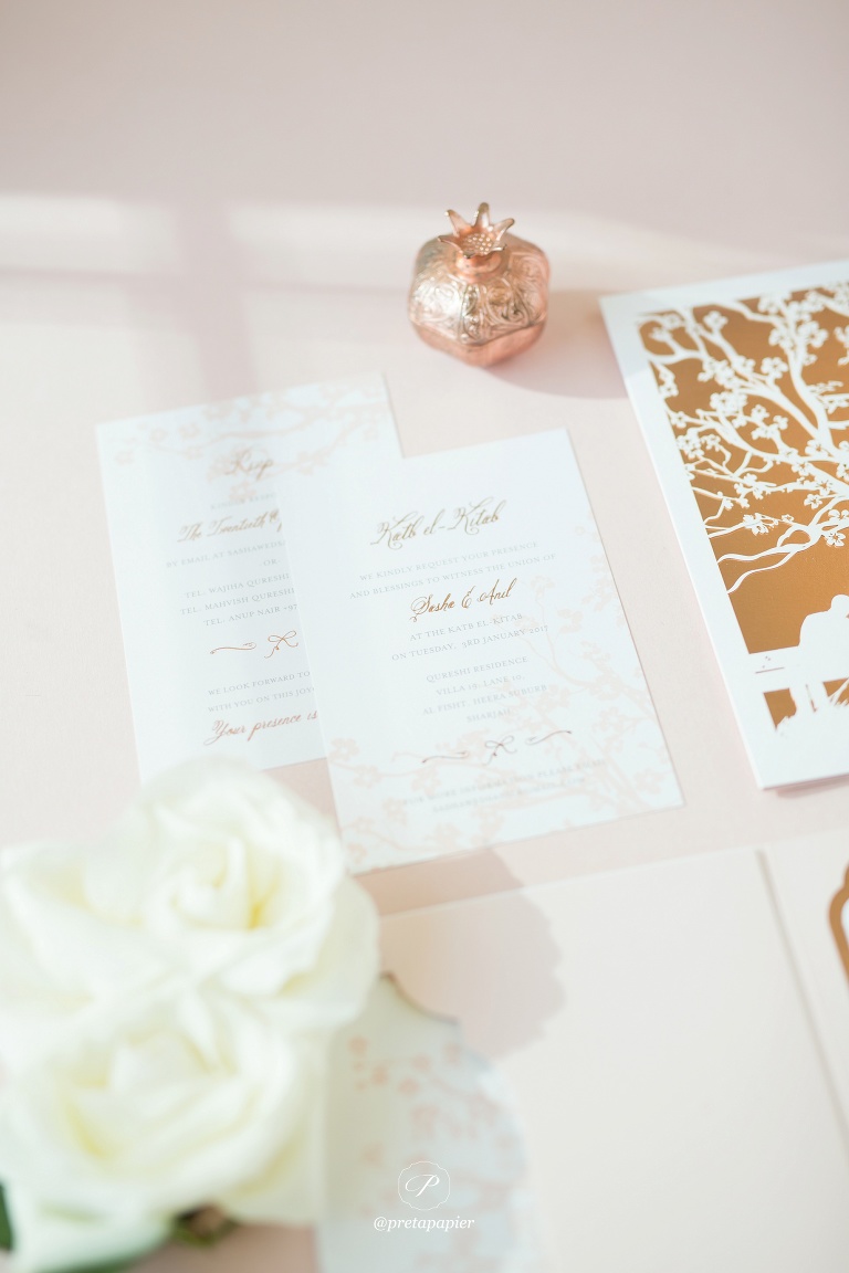 Blush and rose gold Cherry blossom wedding