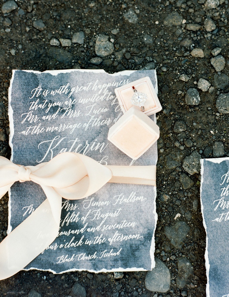 Grey calligraphy invitations